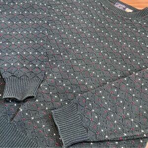 Vintage Peconic Bay Traders 90s Mens Large L Textured Grandpa Green Knit Sweater